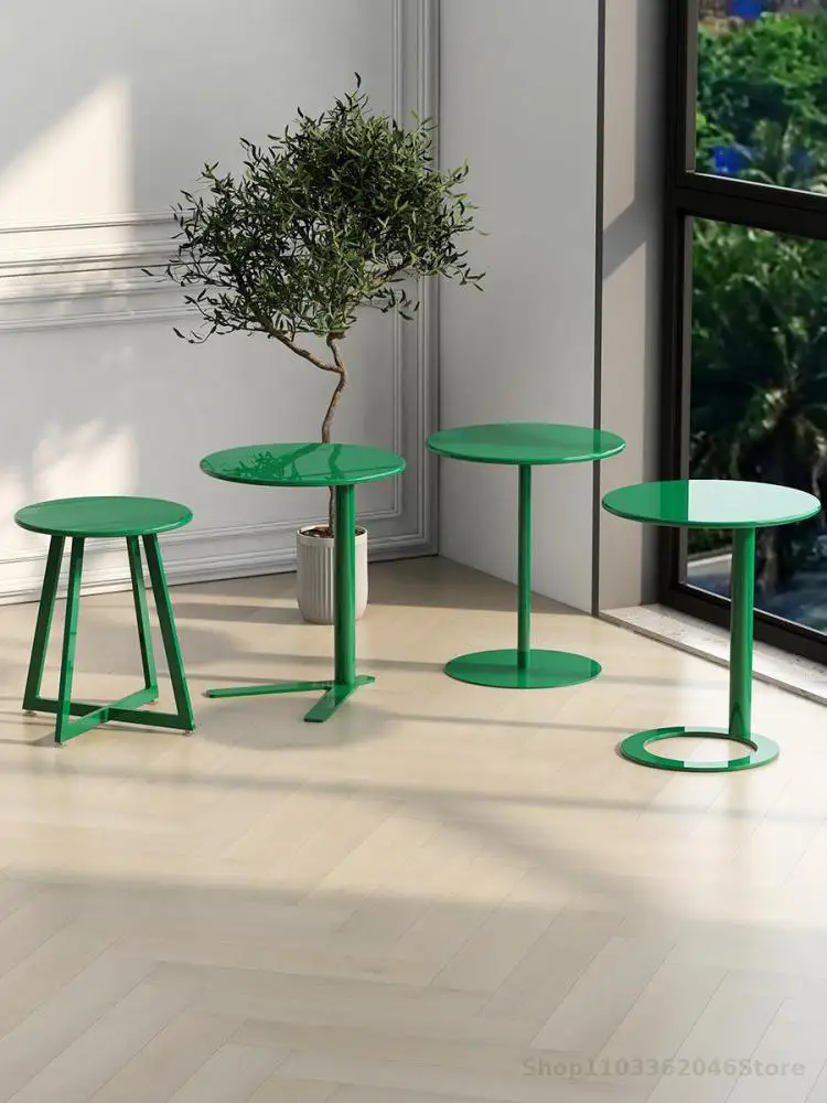 Designer Coffee Table Living Room Sofa Side Table Simple Light Luxury Small Round Balcony Bedroom Round Middle Green