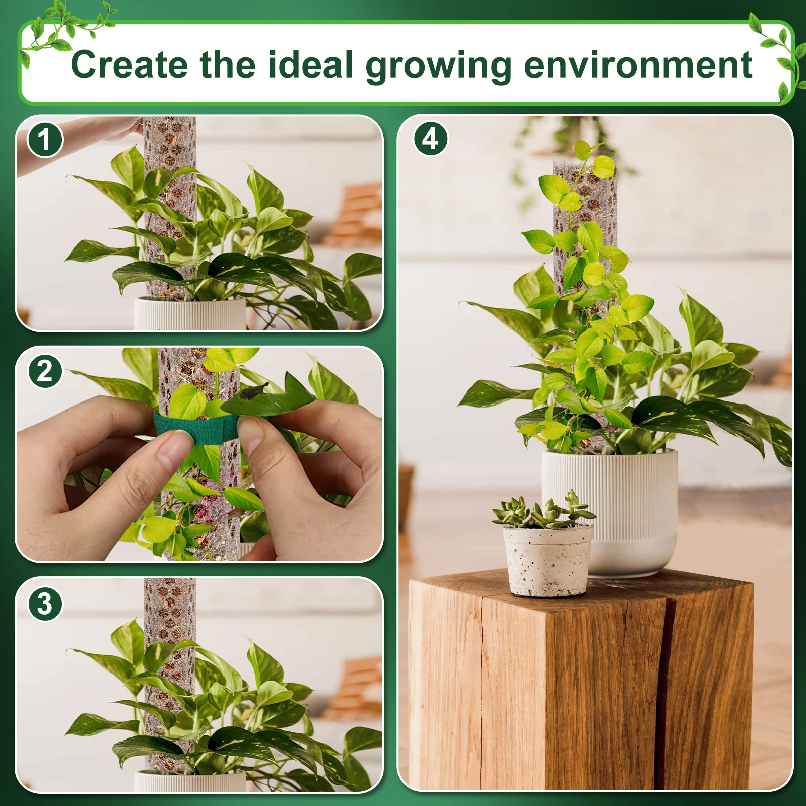 Plastic Plant Supports 4Pcs Moss Pole 15.7 Inch Reusable Plastic Plant Pole Stick Transparent Plant Support Weather Resistant Moss Stick for Garden