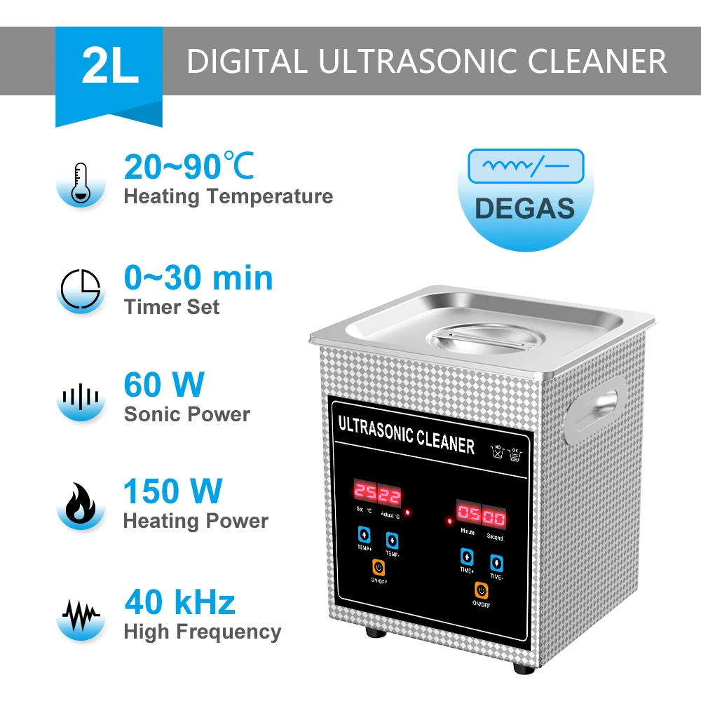 2LUltrasonicBath120W60WDigitalTimerUltrasonicCleanerBath