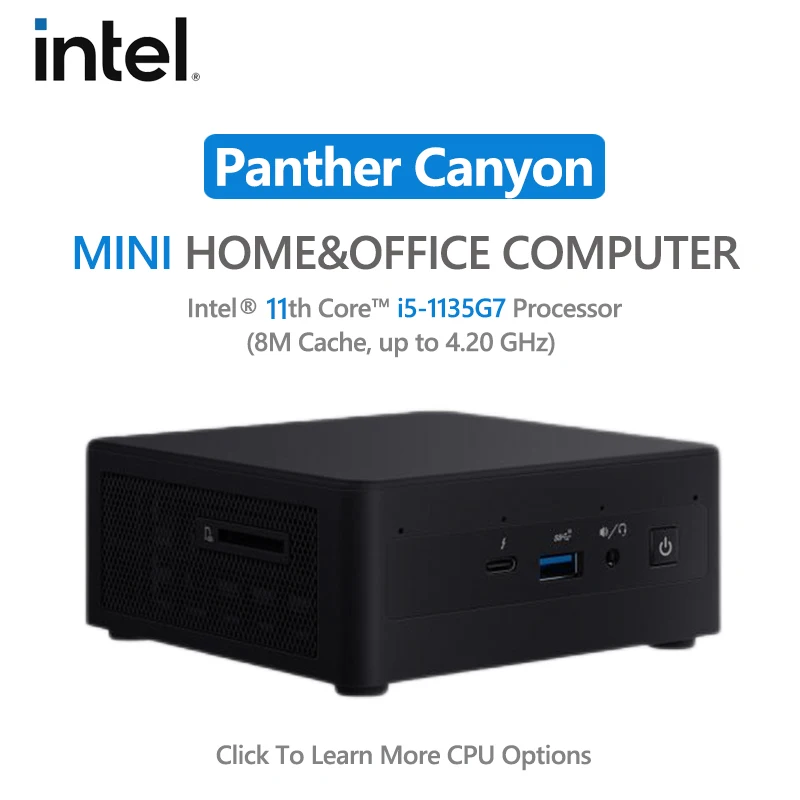 Intel NUC 11 Mini Desktop Home Pc(NUC11PAHi5)Core i5-1135G7 4Core 8Thread  Up to 64 GB RAM