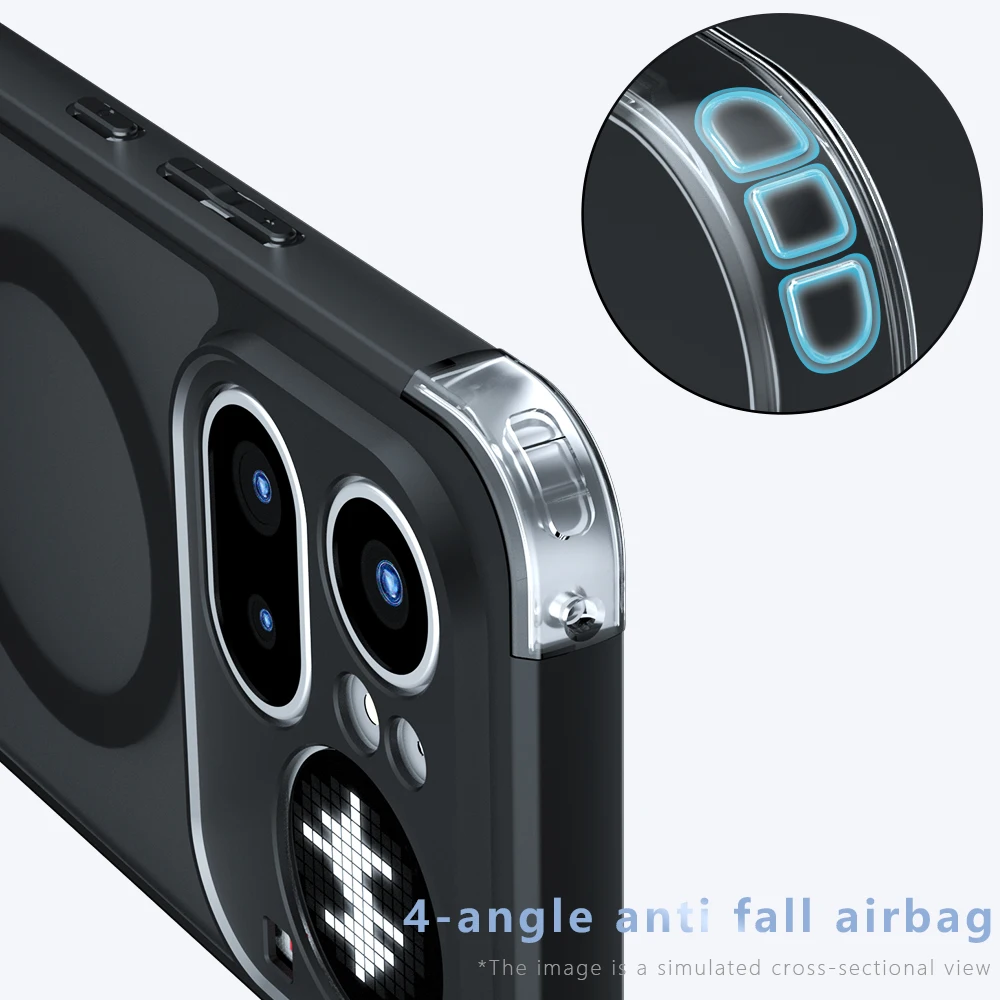 Magnetic 360° Rotating Stand Shockproof Transparent Case with Frosted Acrylic Finish