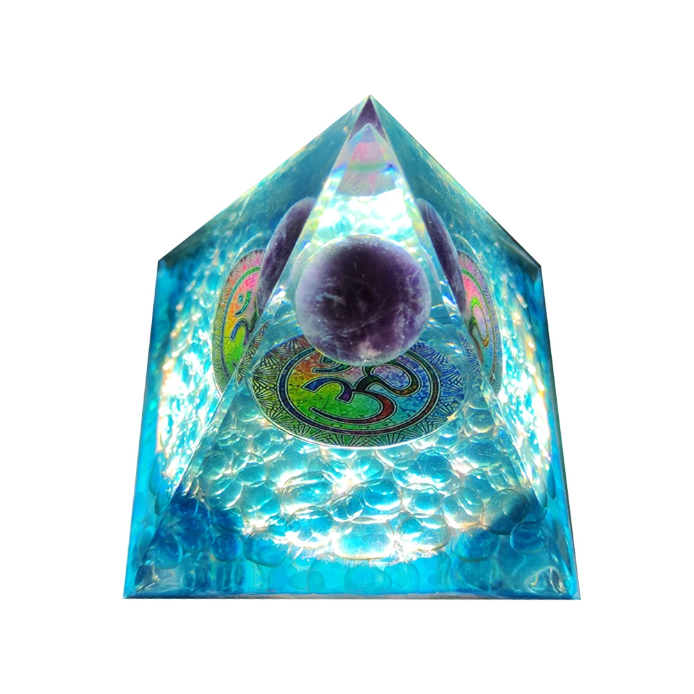 Soulnioi Grande pyramide d'orgonite de 9,7 cm, générateur d'énergie  positive en quartz naturel avec pendentif en orgonite pour l'équilibre des