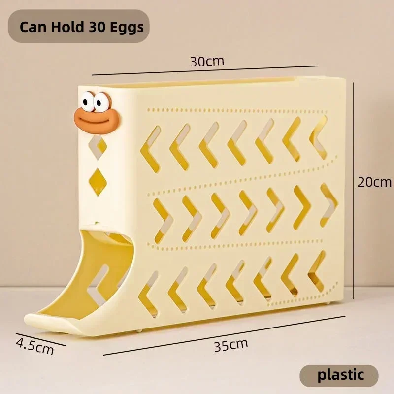 4 Tiers Automatic Rolling Egg Holder Rack New Large Capacity Egg Organizer Storage Box for Refrigerator Dispenser 30 Eggs