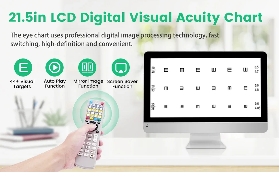 21.5 Inch LCD Digital Visual Acuity Chart Optical Testing Monitor Eye Testing Chart Optotype Display