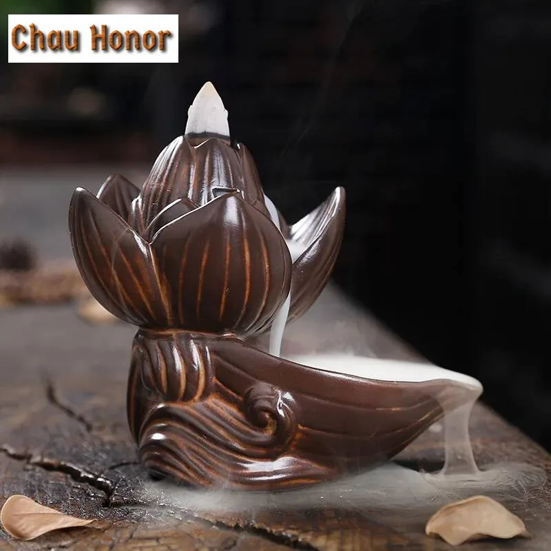 Creative Home Decor Backflow Stick Incense Burner Waterfall Glaze Black Ceramic Censer Home Decoration Use In Home Teahouse