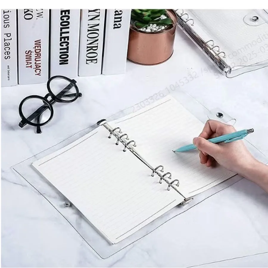 Clear PVC 6-Hole Loose Leaf Binder Cover for DIY Journals and Diaries