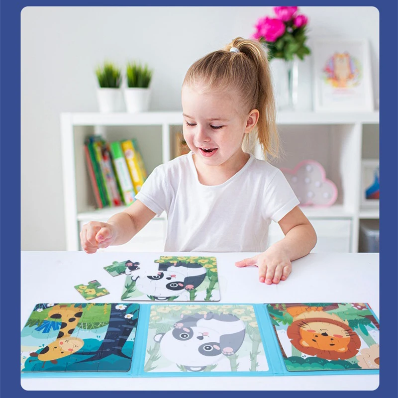 Montessori Kids Toys Magnetic Advance Educate Book 3-In-1 Fruit Animal Marine Dinosaur Cognitive Early Education Puzzle Play 3
