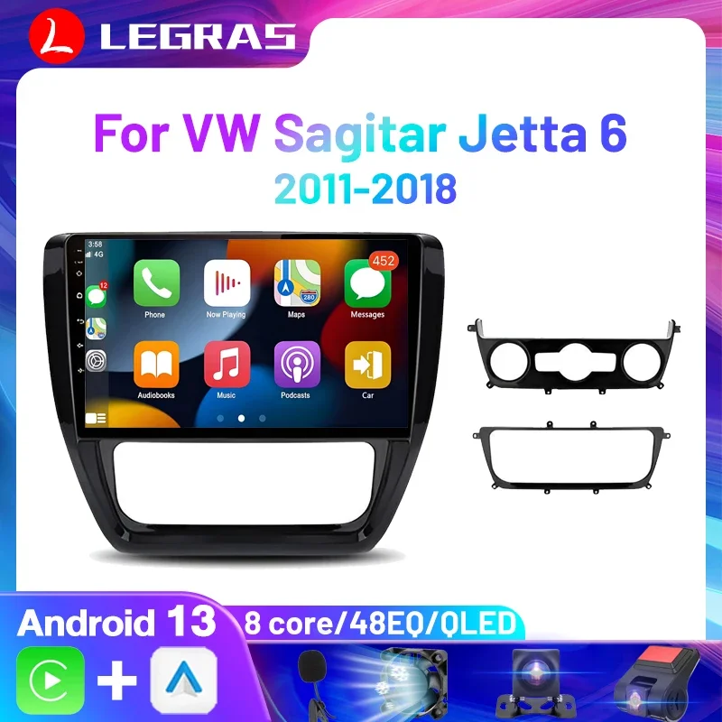 8Core 2Din Android Carplay Android12 Autoradio Per Vw Volkswagen Jetta 6 2011-2018 4G Wifi Dvd Autoradio Eq Amplificatore Bluetooth