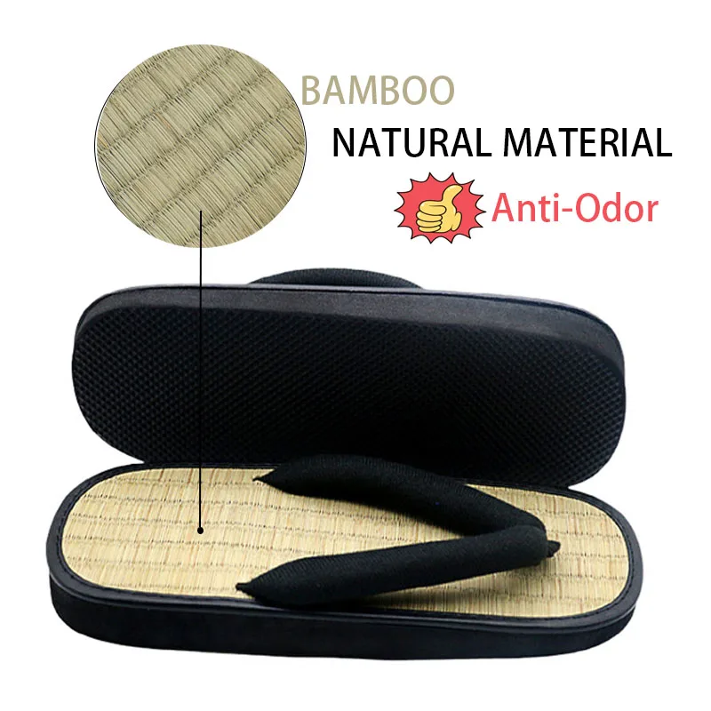 Bamboo Japanenes Shoes for Women House Tatami Slippers Platform Straw Flip Flops Wicker Sandals Woman Summer 2023 Comfortable