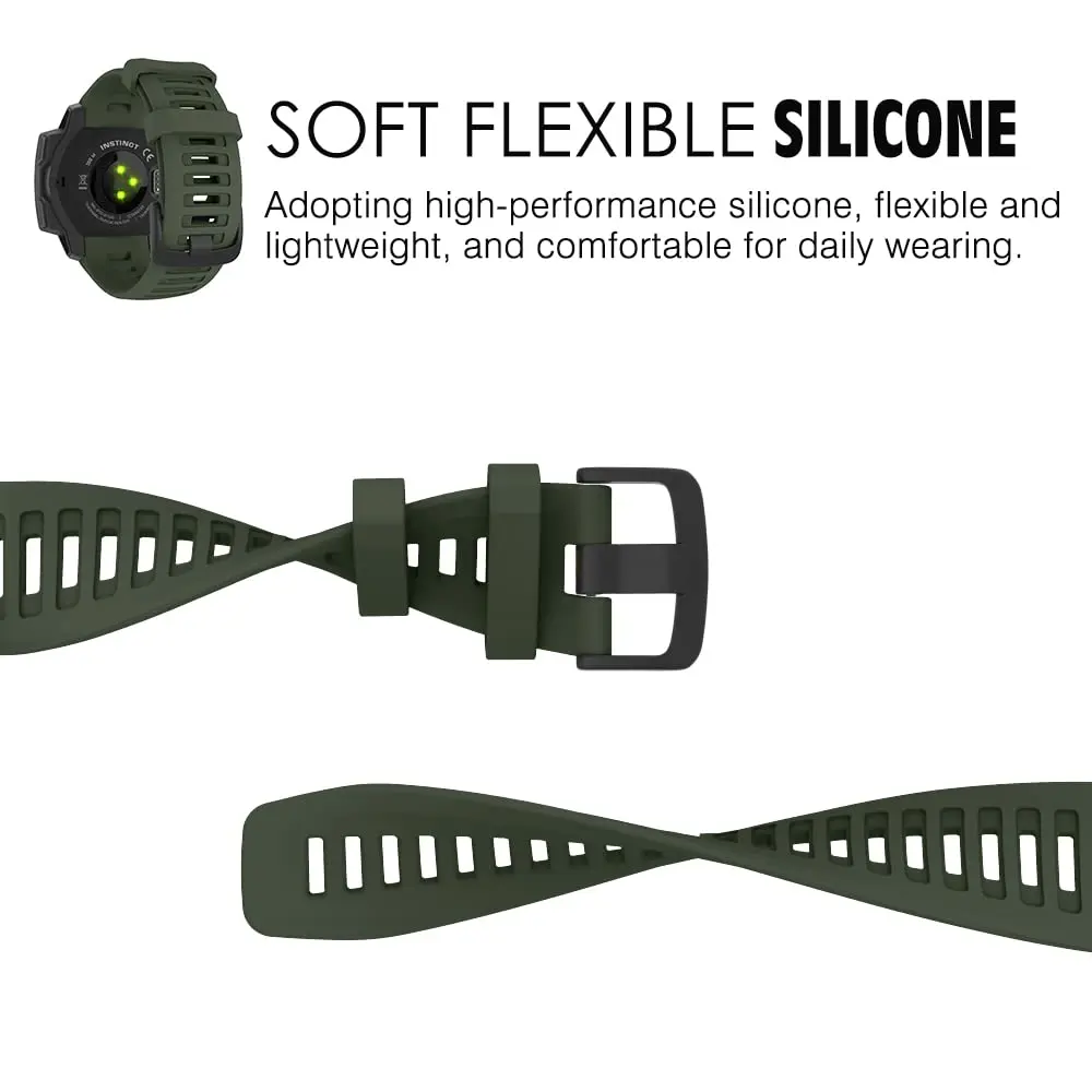 Elegant Soft Silicone Watch Band - Fashionable Replacement Wristband for Garmin Instinct Series