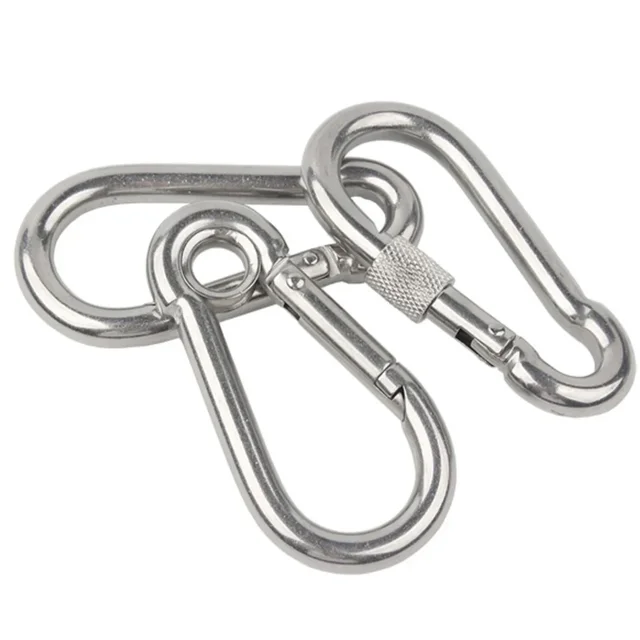 Mosquetón a presión de acero inoxidable, gancho de anillo de bloqueo de enlace rápido, grillete de cadena, 1-5 piezas, M4, M5, M7, M8, 304 - Imagen 2
