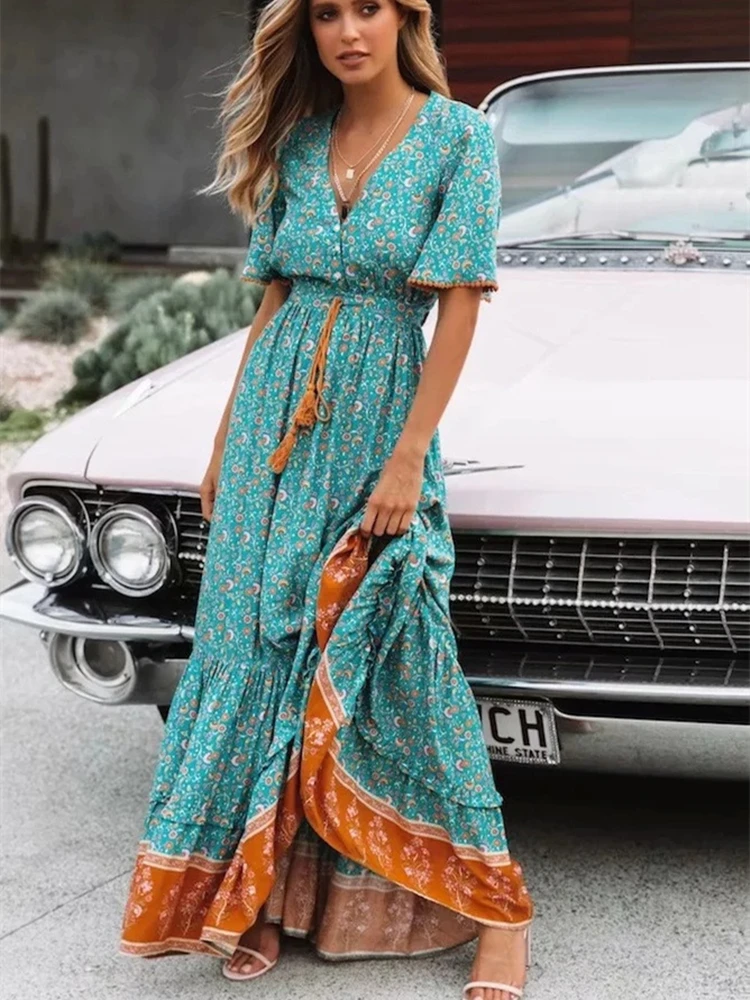 BDTECAOR Strandjurk voor dames, vintage, etnische stijl