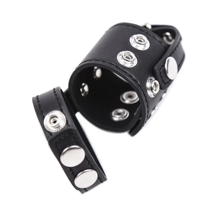 Genuine Leather Scrotum Testicle Weights Ball Puller Penis Ring Cock Chastity Cage Bondage Delay Lasting Training Sex Toys 18