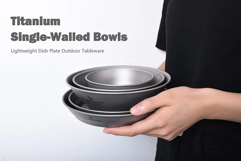 Viagem sem Limites Ultraleve Titanium Bowl Placa Pan Conjunto de Utensílios de Mesa Salada Churrasco Pratos Viagem ao ar Livre Acampamento Panelas Louça 12 Home & Garden