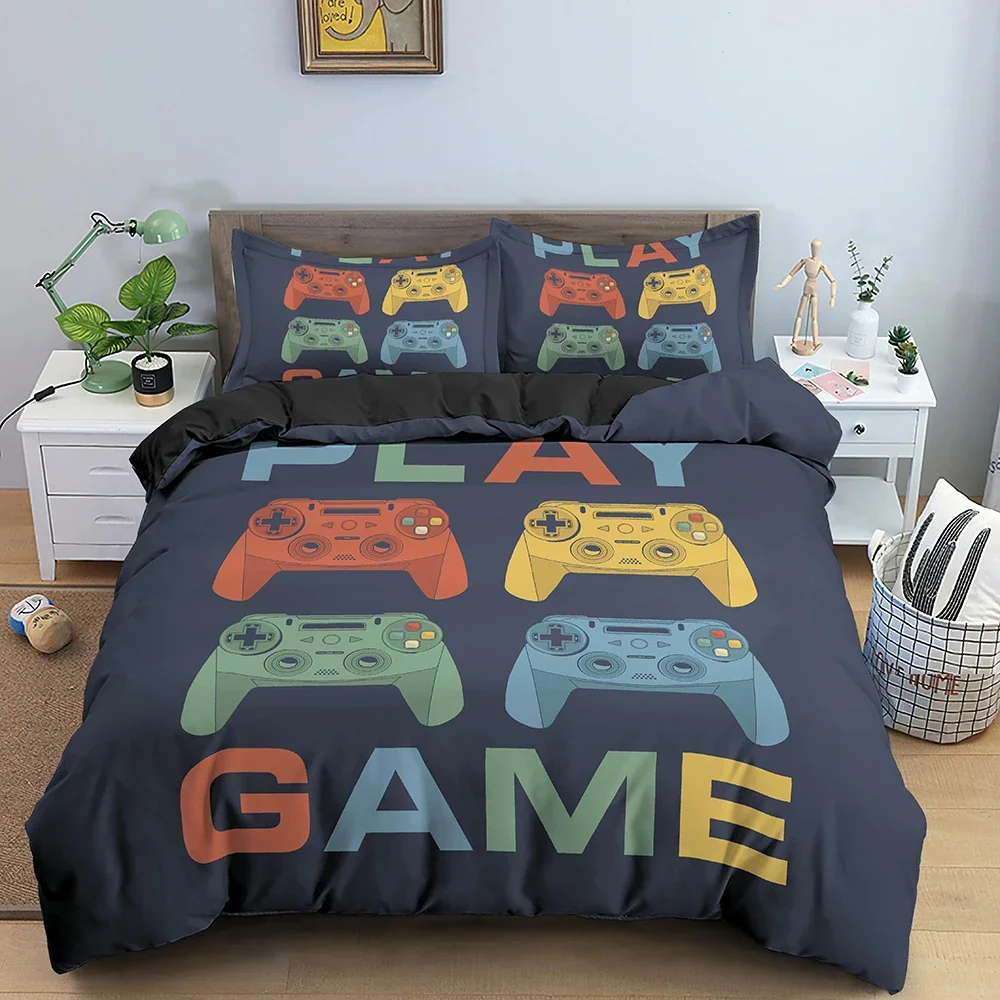 Gamepad Polyester Duvet Cover Set Colourful Button King Play Gamer Bedding Set Kid Teen Man Video Game For Child Game Room Decor