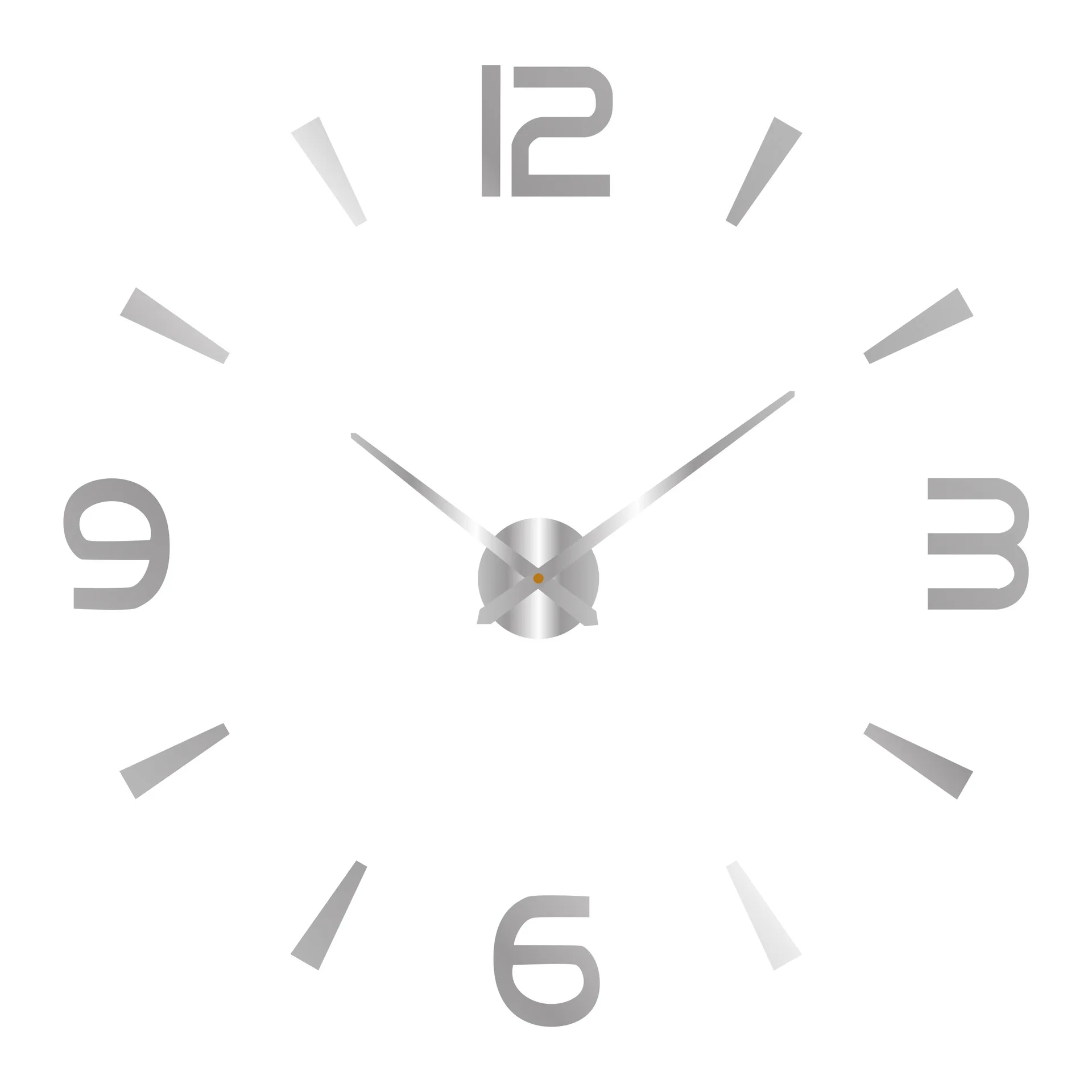 Silver wall clock with quarter-hour numerals, design 053