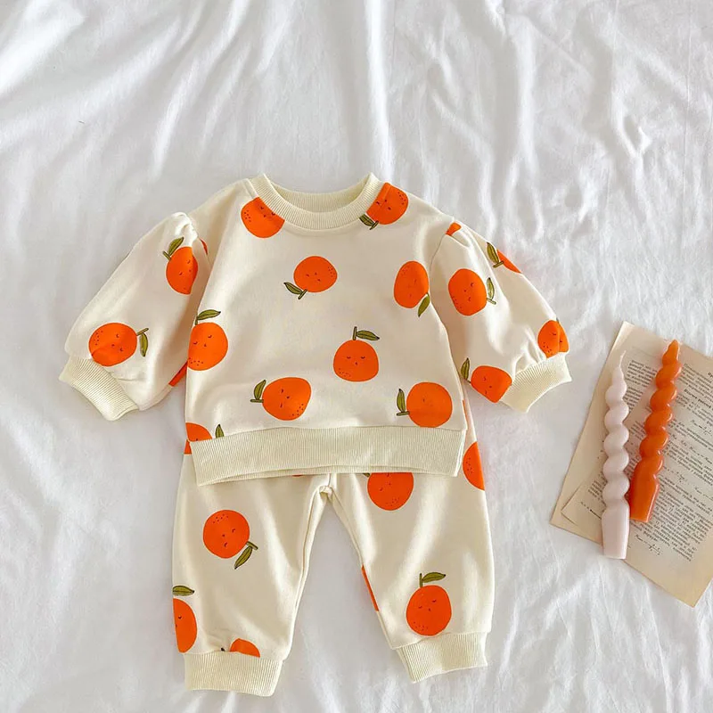 Autumn Cotton Baby Clothing Set Fruit Print Hoodie