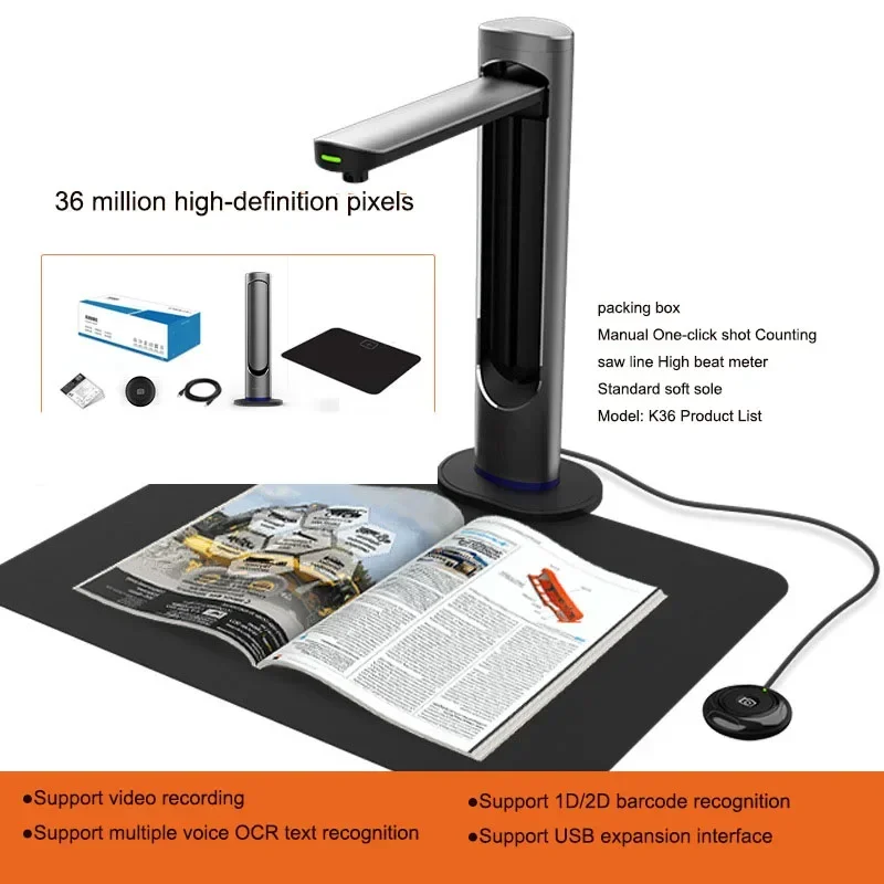 Portable High-speed Camera A3 Book Document Camera Express Delivery Scanner OCR Text Recognition for Office Teaching Learning