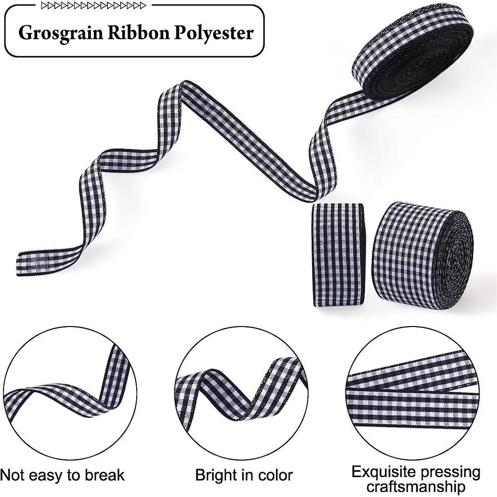 Gingham Ribbons 5 Yards for Wedding Christmas Party Decorations Gifts Wrapping DIY Bow Hair Craft Plaid Ribbons