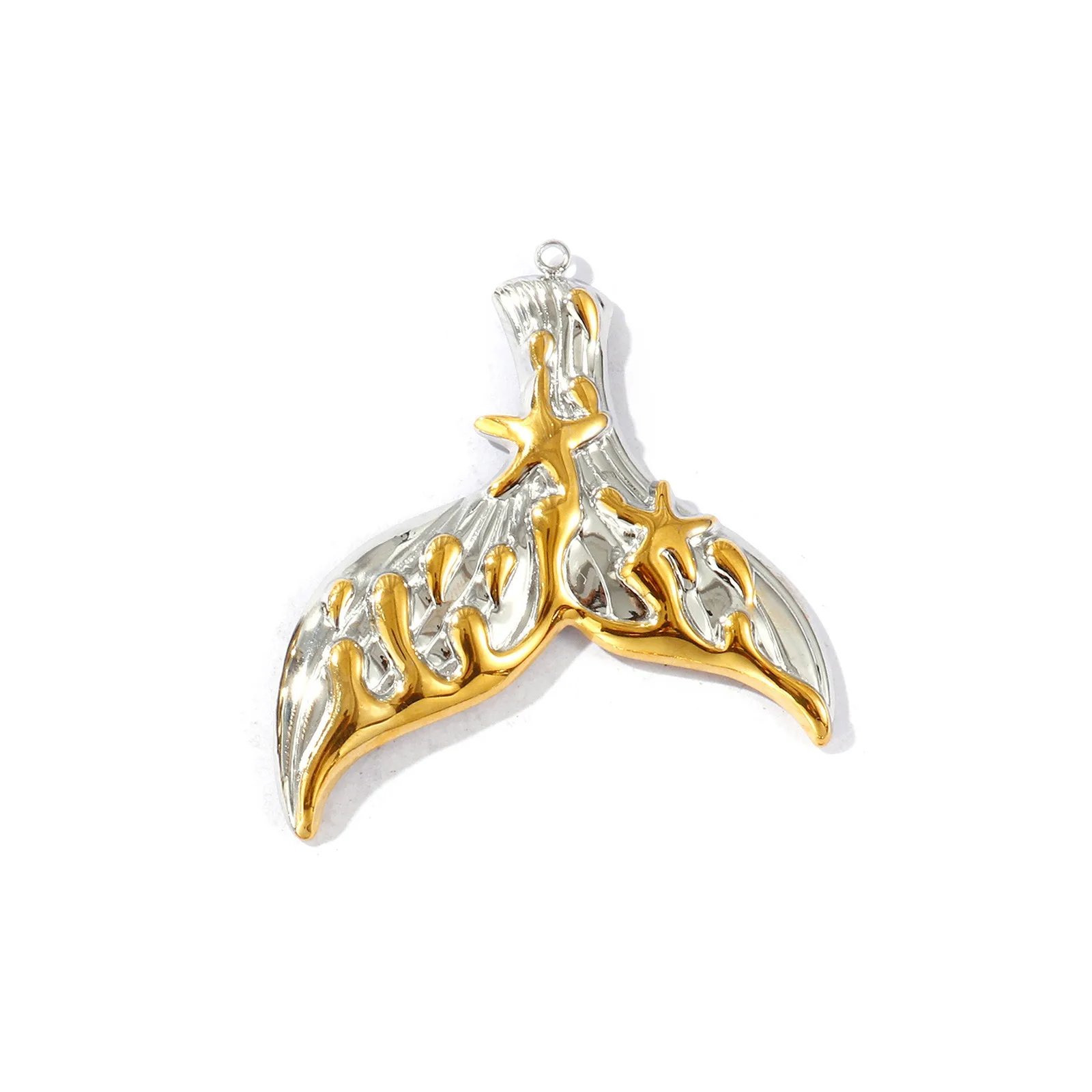 2 Stück Edelstahl-Anhänger Ozeanfisch Seestern Muschel Zweifarbige Charms Damen DIY Halskette Ohrringe Schmuckzubehör Großhandel – Detail 6