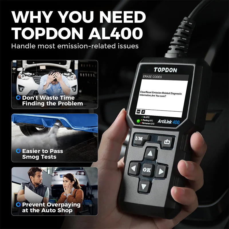 Scanner Diagnostic Auto TOPDON AL500B OBD2 + Testeur De Batterie - Écran Couleur - Neuf