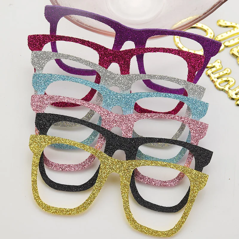 20 Stück glänzende Glitzer-Brillenrahmen-Applikationen für DIY-Weihnachtsfeier-Brillen und Zubehör, Materialien, Aufnäher