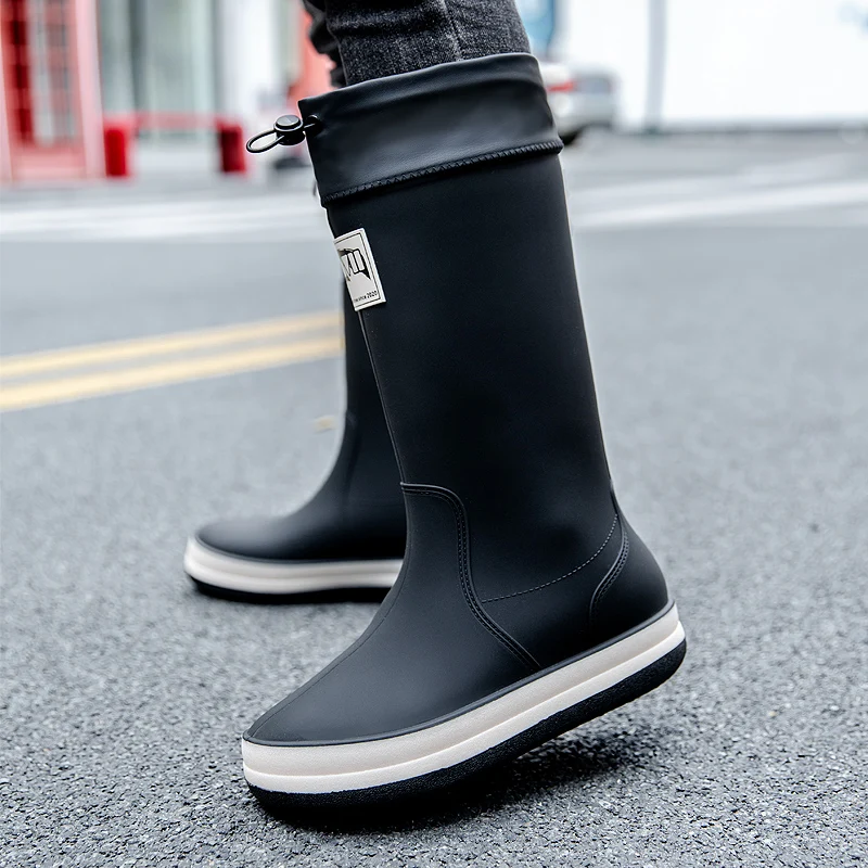Brand New Mid-tube Rain Boots for Men Non-slip Thick Soled Work Water Shoes  Waterproof Casual Rain Boots Wellies