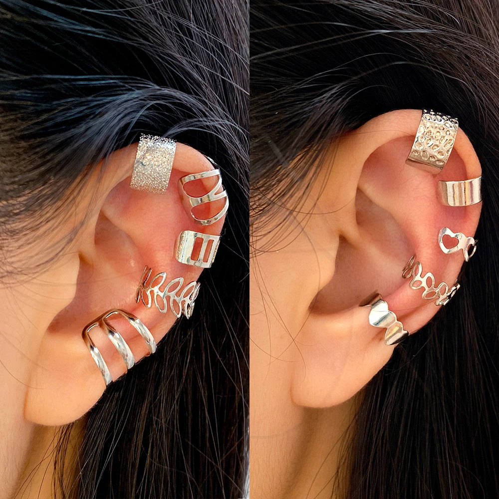 Metal Ear Cuff Clip Earrings Metal Earring Set Jewelry Ear Clip