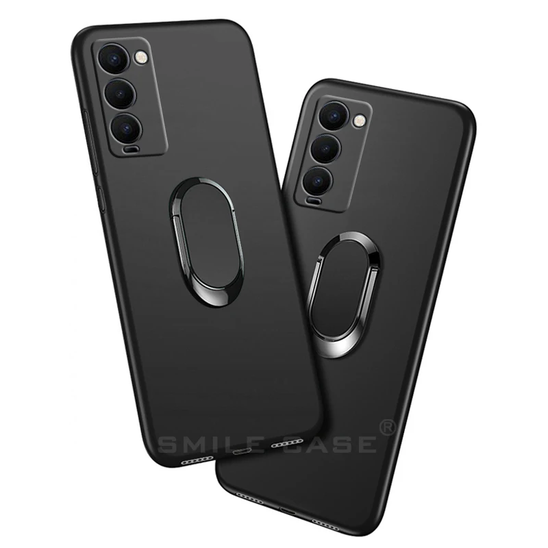 Black Finger Ring Soft Silicone Phone Case Cover