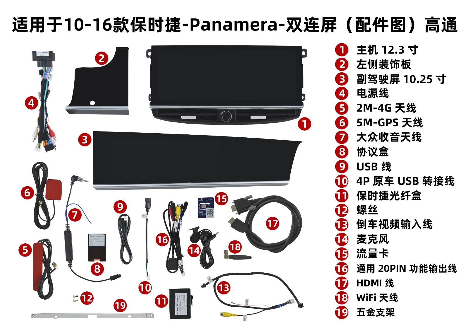 12.3" Dual screen Car Radio Multimedia Video Player For Porsche Panamera 2010-20