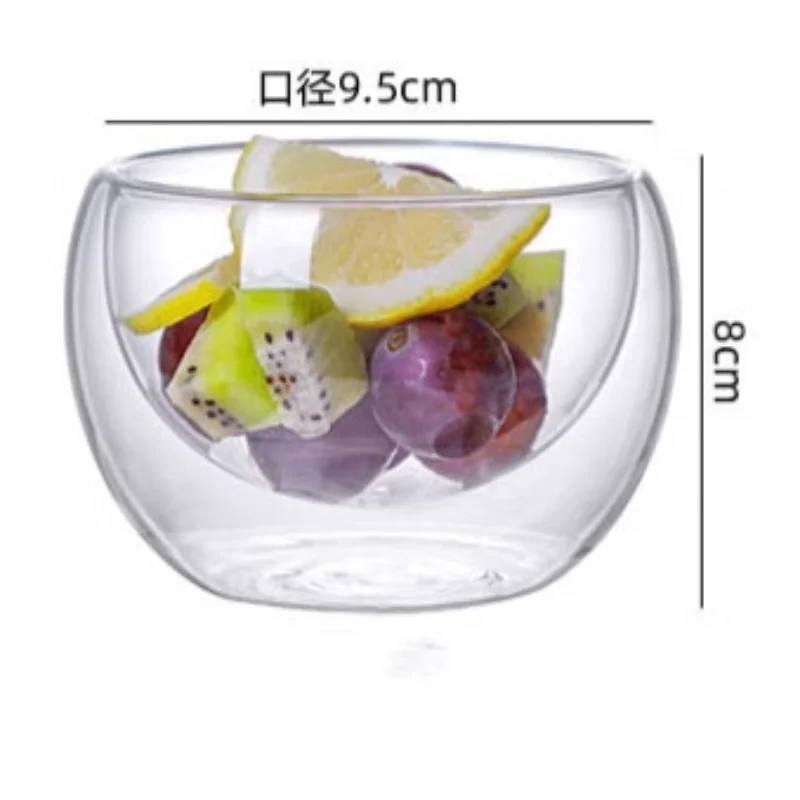 300ml transparent double-layer glass bowl heat-resistant fruit salad bowl kitchen glassware fruit salad bowl large capacity
