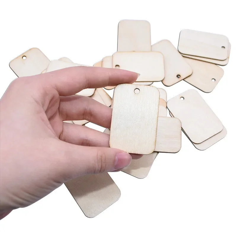 Description Picture 6 of item25/50/100Pcs Blank Wooden Hanging Label with Rope Unfinished Wood Slice Gift Tags Wedding Party Decor DIY Bookmark Crafts