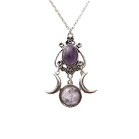 Collier pendentif Triple lune noir/rouge/violet, bijoux à la mode 4