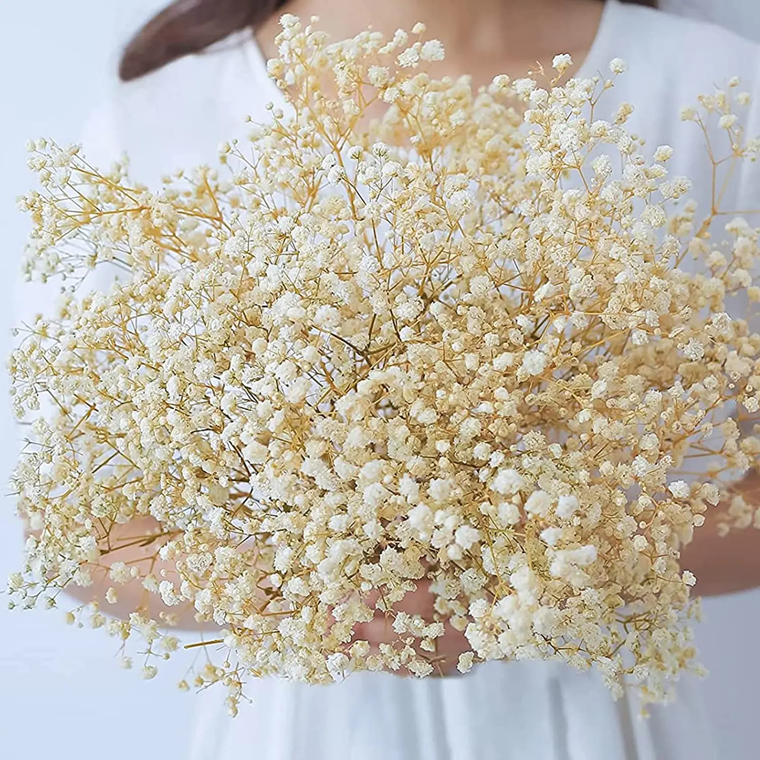 

Dried Flowers Babys Breath Bouquet Ivory White Flowers Natural Gypsophila Branches for Home Decor Wedding Table Decor Vase