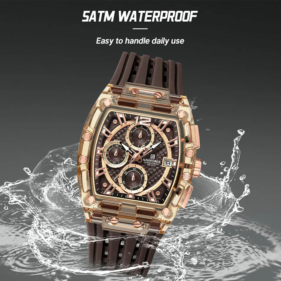 NAVIFORCE Orologio Uomo Al Quarzo Cronografo – Cinturino In Silicone Colorato – Impermeabile Regalo