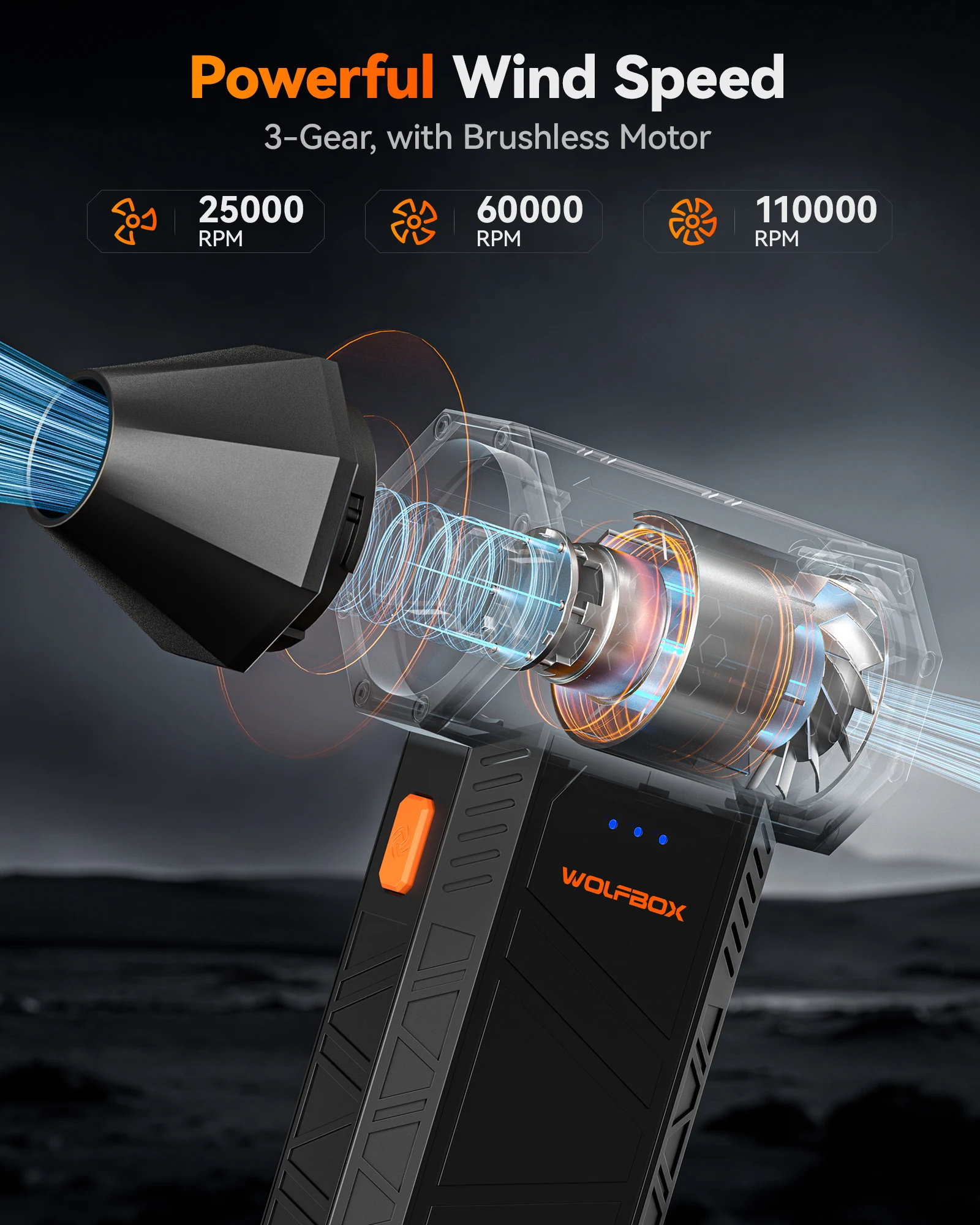 منفاخ هواء لاسلكي فاخر 110K دورة/دقيقة