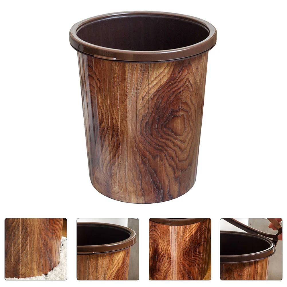 

Round Trash Can Wastepaper Basket: 12L Waste Bin Garbage Bucket with Pressure Ring Household Container for Office Kitchen
