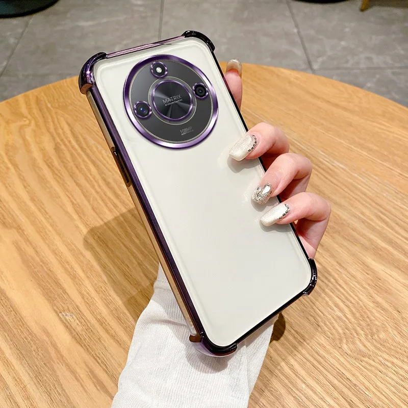 Shockproof Plating Silicone Soft Back Cover with Enhanced Corner Protection