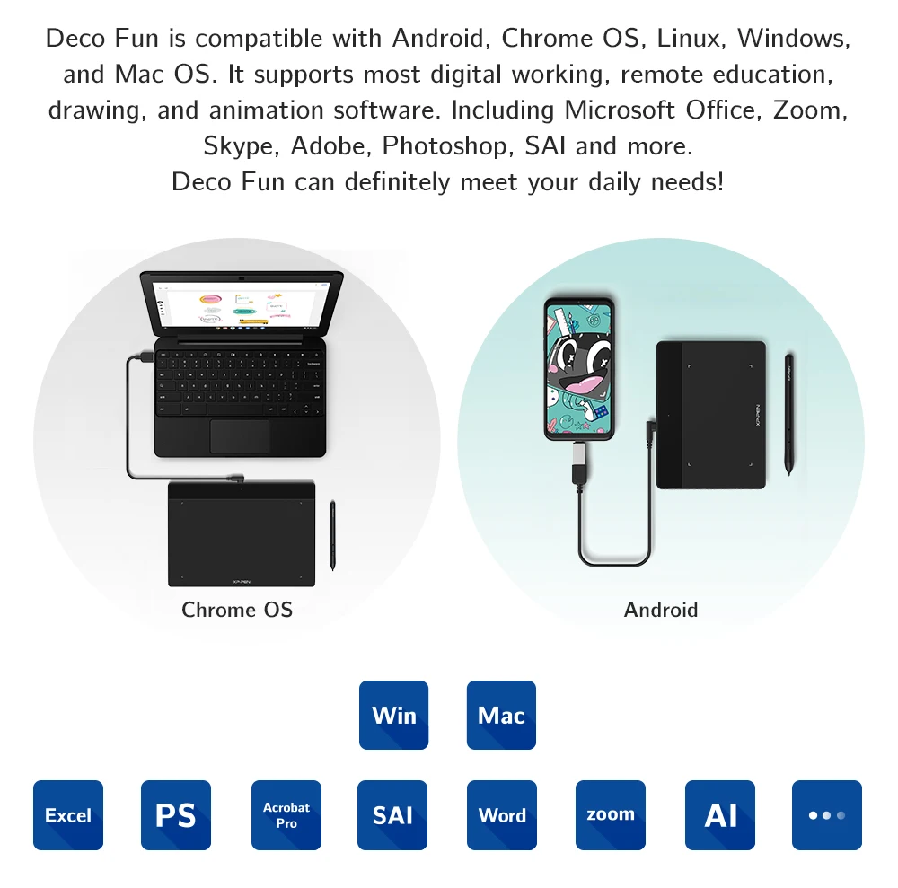 Xppen Deco Diversão Tablet Gráficos Digital Desenho Tablet 8192 Níveis Tilt Educação On-line Suporte Android Mac Linux Windows Chrome - Imagem 6