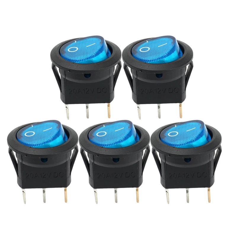 Illuminated Red LED Round Mini Rocker Switch