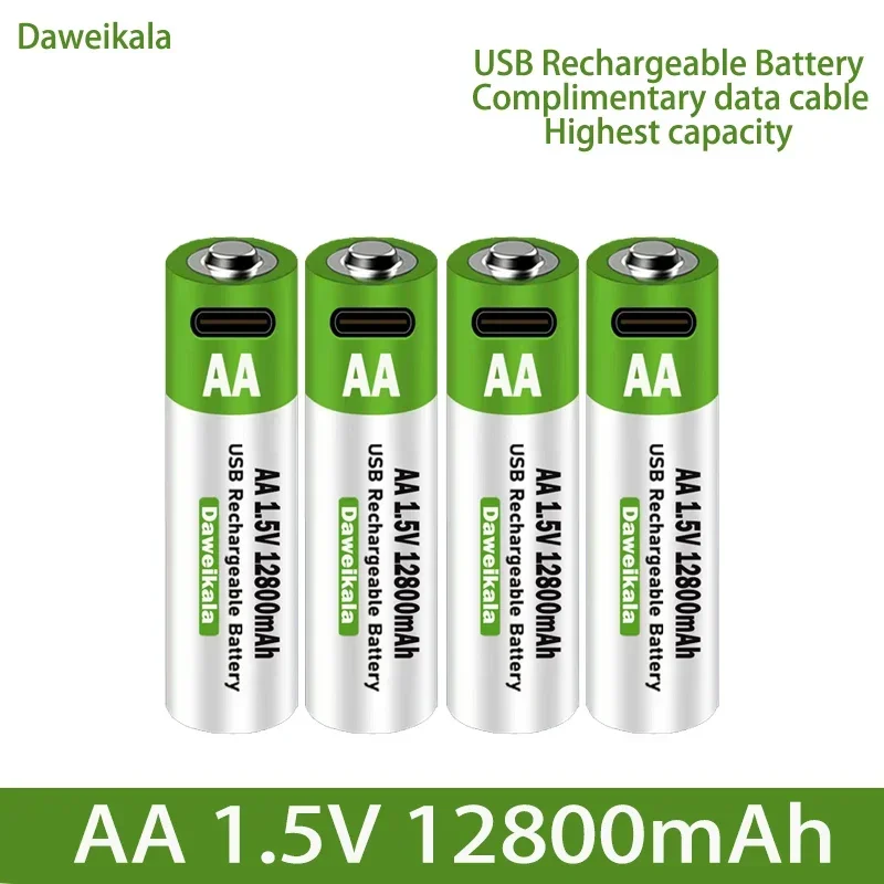 Перезаряжаемый литий-ионный Аккумулятор AA USB 1,5 в AA 12800 мАч, внешний Аккумулятор Lifepo4, аккумуляторы Aaa, перезаряжаемый оригинальный аккумулятор Lipo4