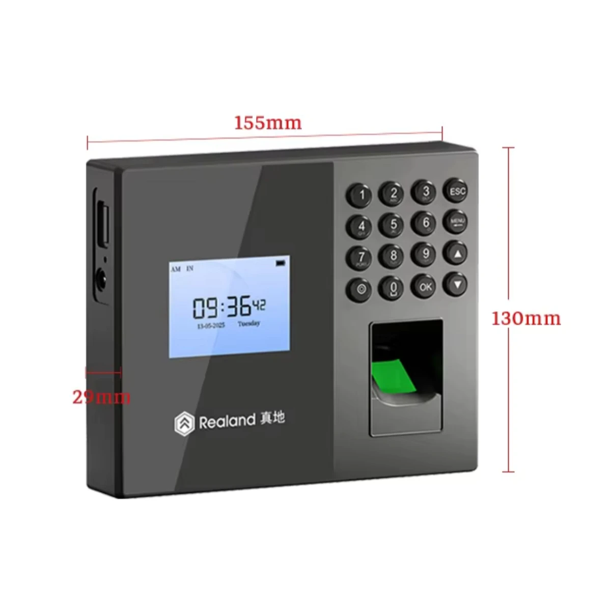Realand E230 지문 번호 근태관리기 2.4인치 USD 무료 클라우드 SDK 리눅스 웹 관리