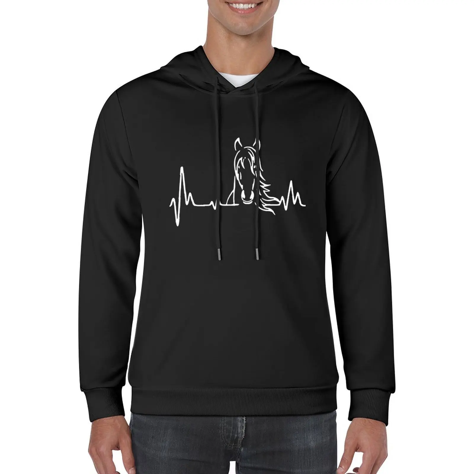 

New Horse Heartbeat Pullover Hoodie men's sweat-shirt mens clothing hoodie