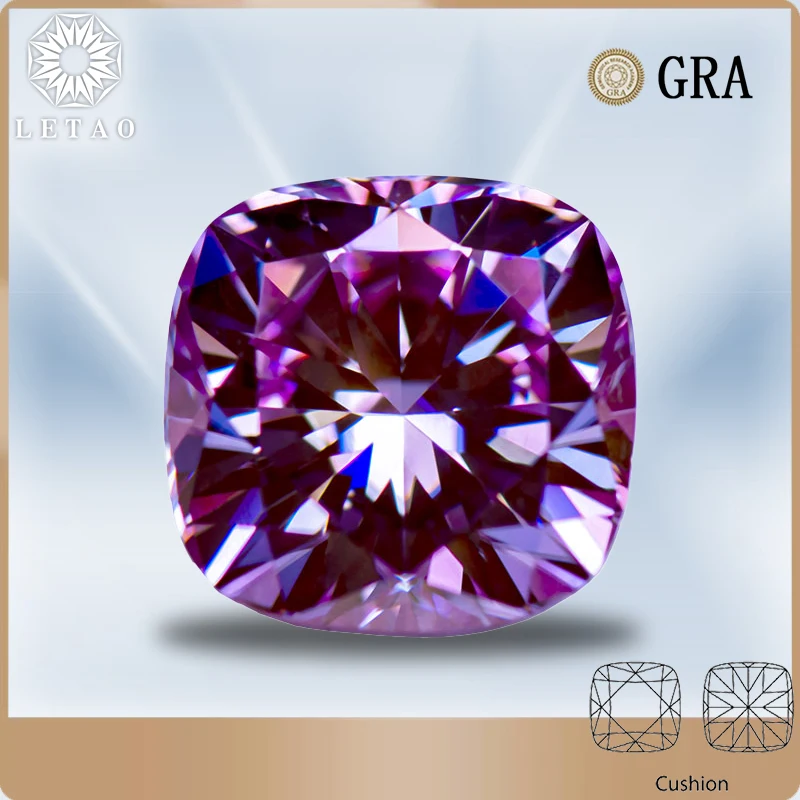 

Moissanite Gemstone Cushion Cut Sakura Pink Color for Lab Grow Diamond Charms Advanced Jewelry Making Materials GRA Certificate