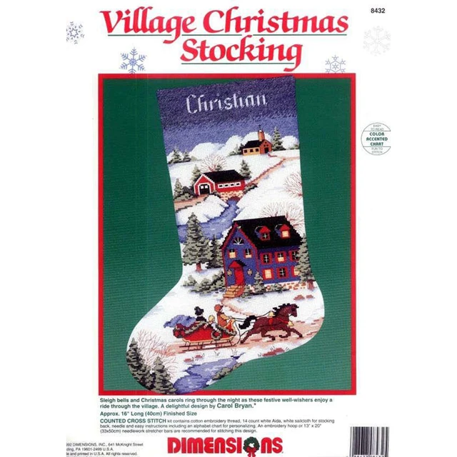 Dimensions Counted Cross Stitch Kit 16 Long -Skating Stocking 14