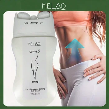 MELAO CURVES Crema Lifting Pancia 100g con Dispositivo Massaggiante, per Rassodamento Addominale, Tonificazione della Pelle, Cura Post-Parto