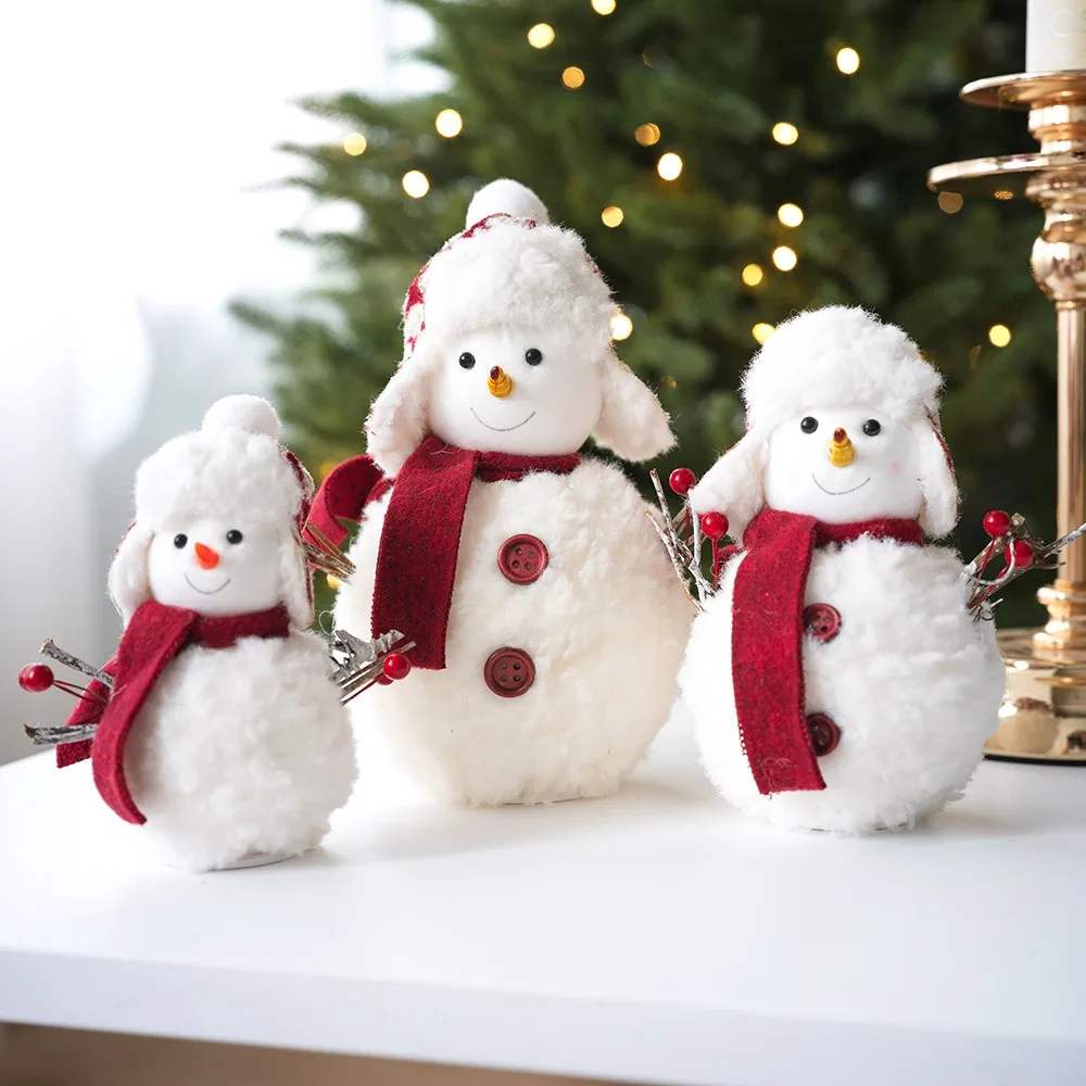 1 Stück süße Plüsch gestrickte Weihnachten Schneemann Puppe Puppe Ornamente Weihnachten Neujahr Dekoration Anhänger Cartoon Puppe Stoff Anhänger – Detail 7