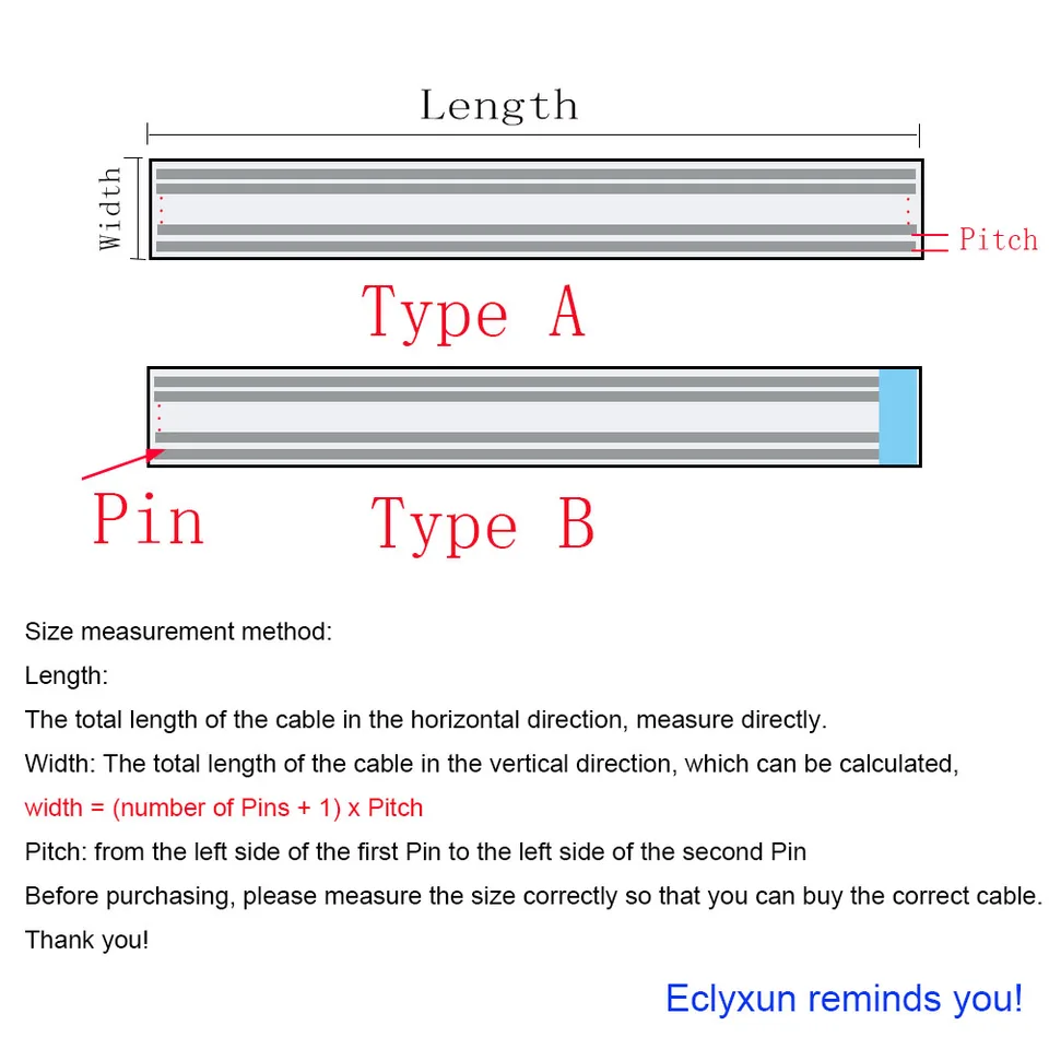 thumbnail image 2 of 2pcs Flexible Flat Cable FFC /FPC 12 PIN 0.5mm Pitch Same Sides 2 of 10