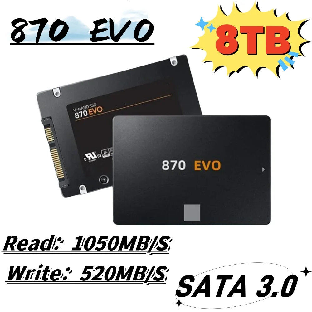 

2024 Best New 8TB 870 EVO 1TB 2TB 4TB SSD Internal Solid State Drive Hard Disk SSD 2.5 Inches SATA III Laptop PC Desktop PS5 PS4