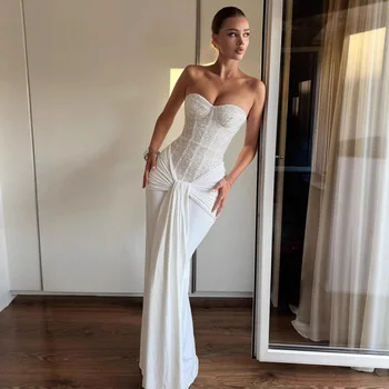 Suninheart Women's Evening Dress Luxury Elegant Velvet White Long One-piece Dress Gown Sequins Birthday Cocktail Party Dresses 1